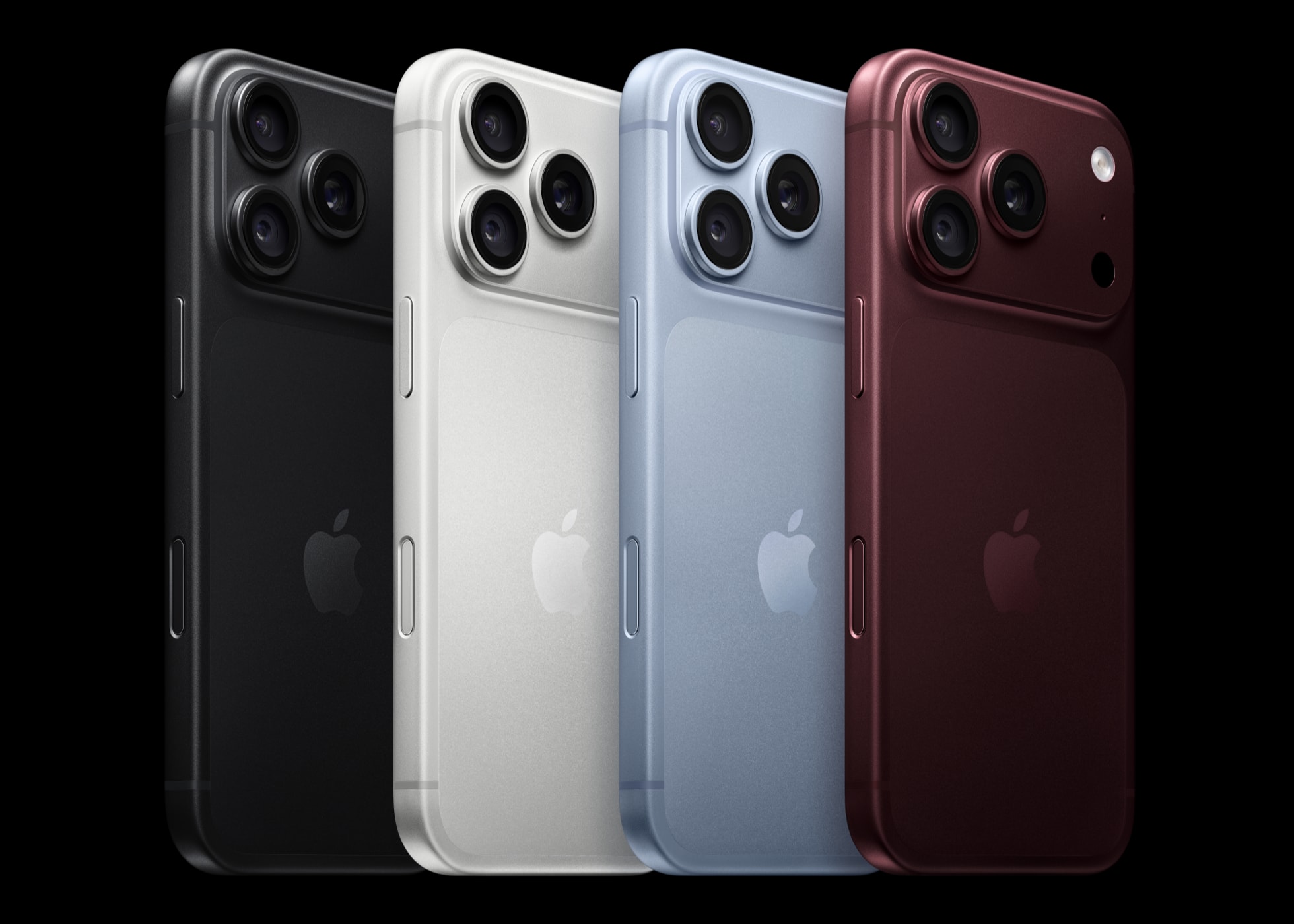 iPhone 18 Pro visto de costas, nas quatro cores lançadas pela Apple